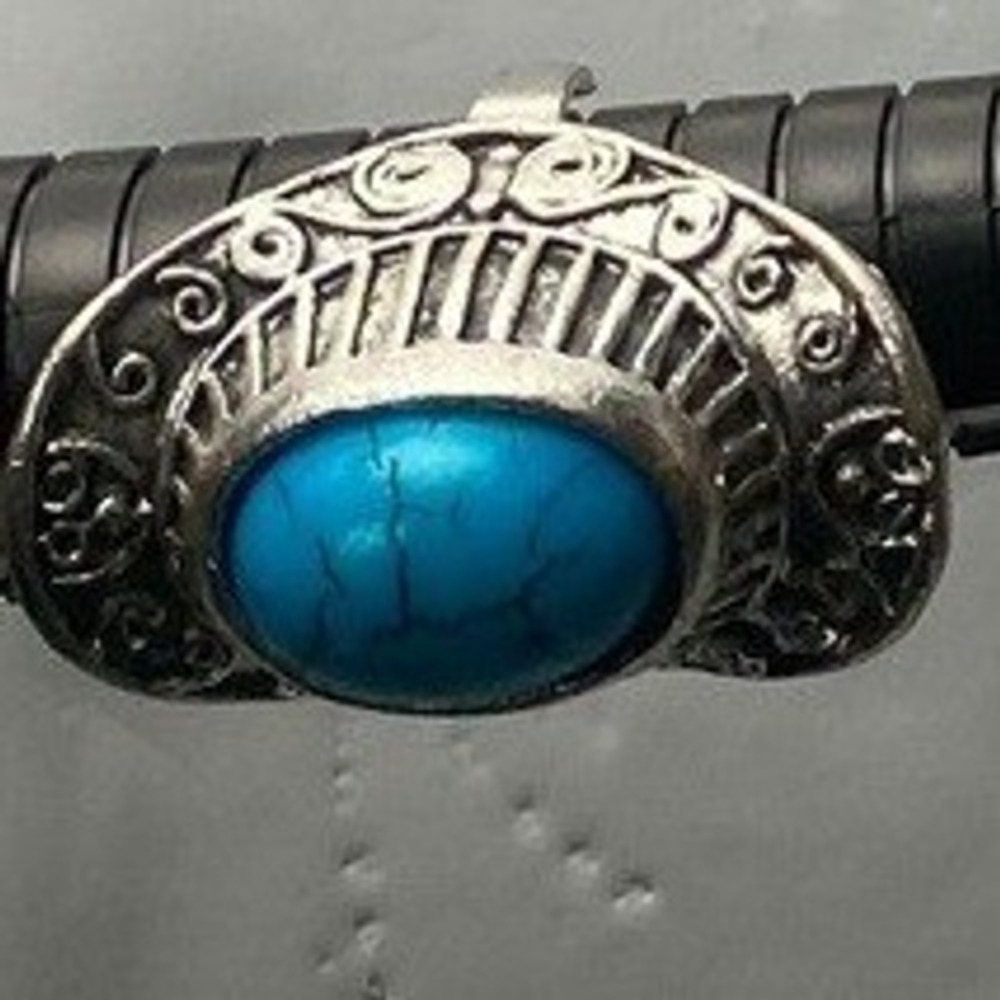 Turquoise Gemstone Ring Silver Tone Adjustable Band Women Fashion Jewelry S 7.75